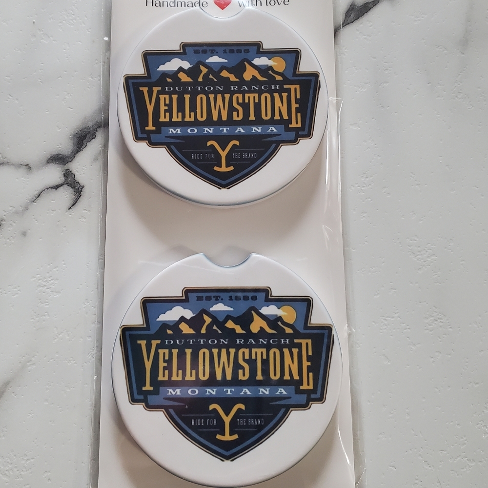 Yellowstone Dutton Ranch Set Of 2 Ceramic Car Coasters